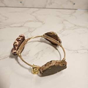 Vintage Wire-Wrapped Gemstone Slice Bracelet